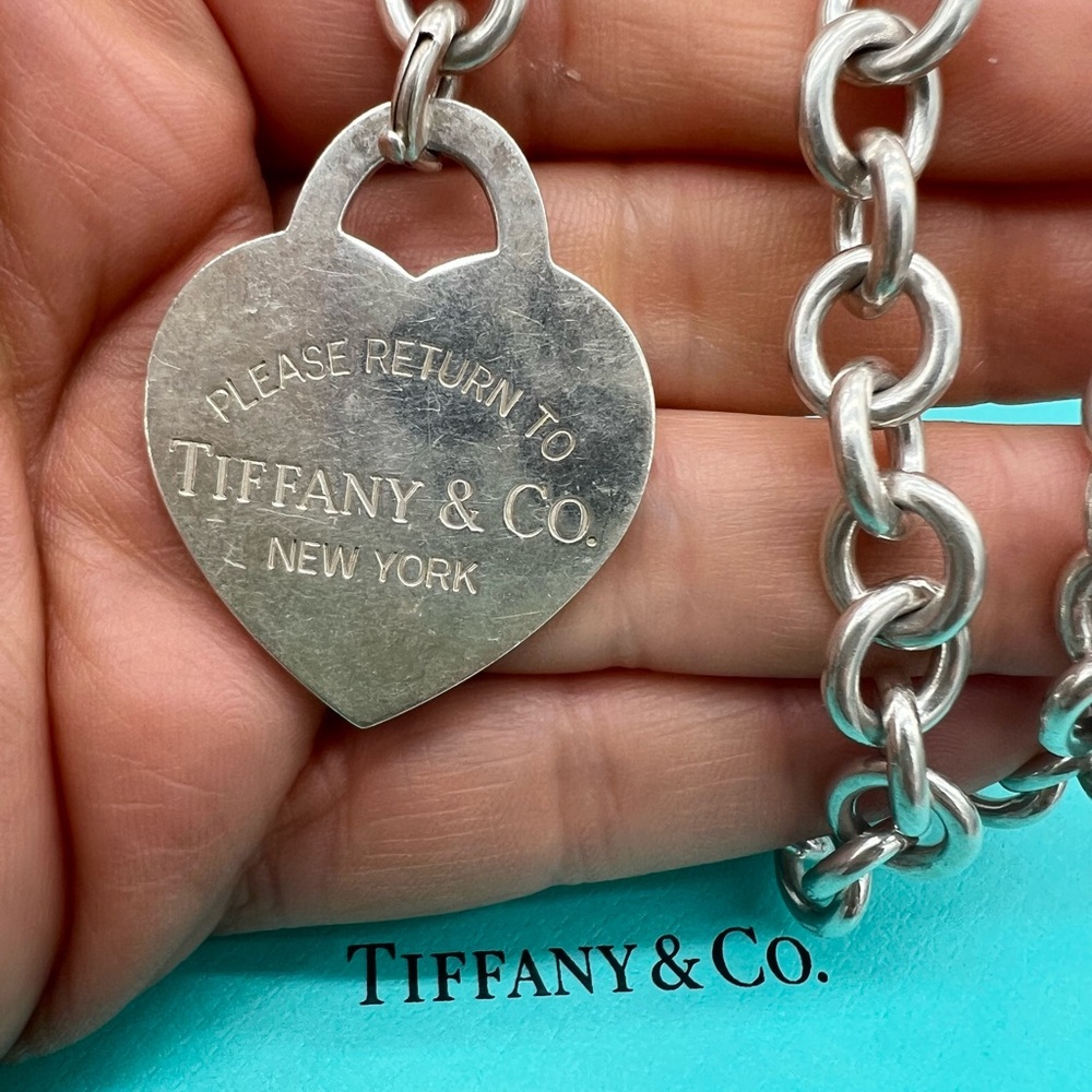 🔴Authentic EXTRA LAEGE TIFFANY & CO Vintage RTT Heart Pendent Link Necklace 🔴 - Picture 6 of 14